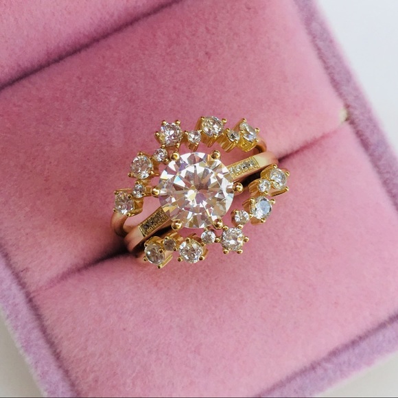 ❌ SOLD ❌ 14k yellow gold 3 ring set diamond - Picture 2 of 8